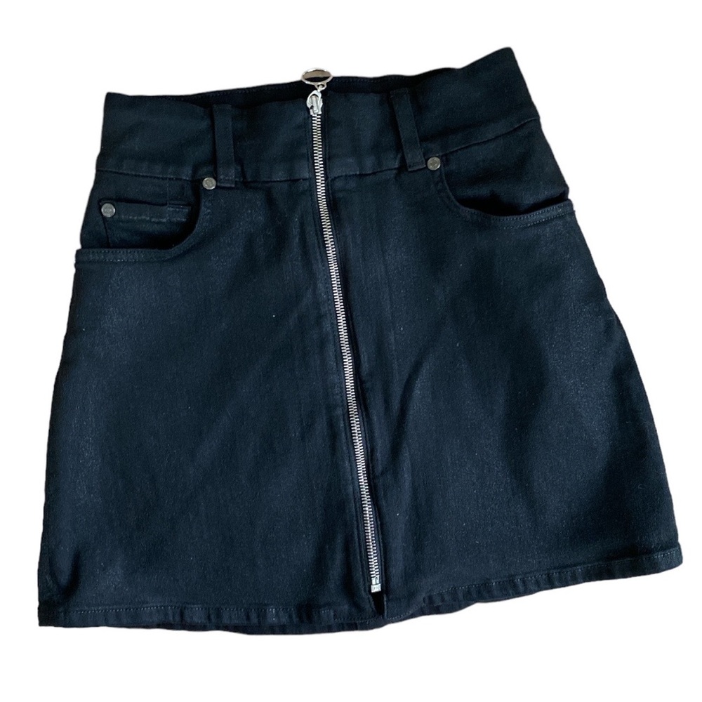 7 for all mankind Zip front black shimmer skirt size 24